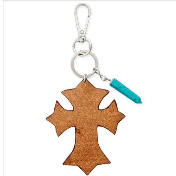 Myra Leather Cross "My Inner Faith" Bag Charm Key Fob - New - Picture 6 of 6